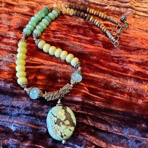 Artisan Green and Brown Bohemian Necklace